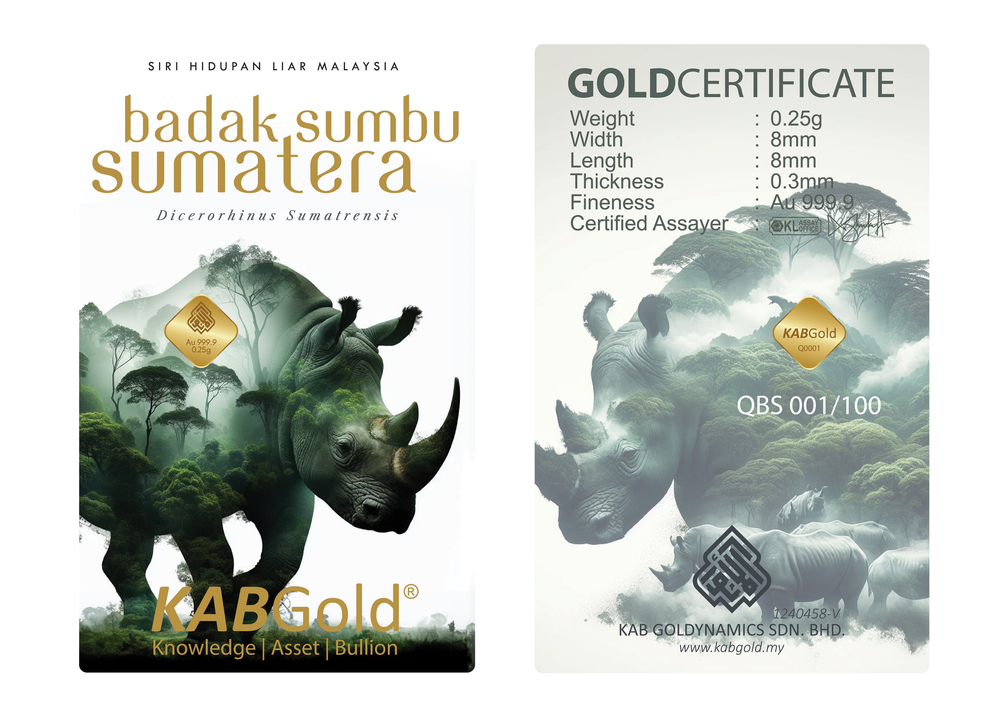 gold bar 0.25g badak sumbu sumatera