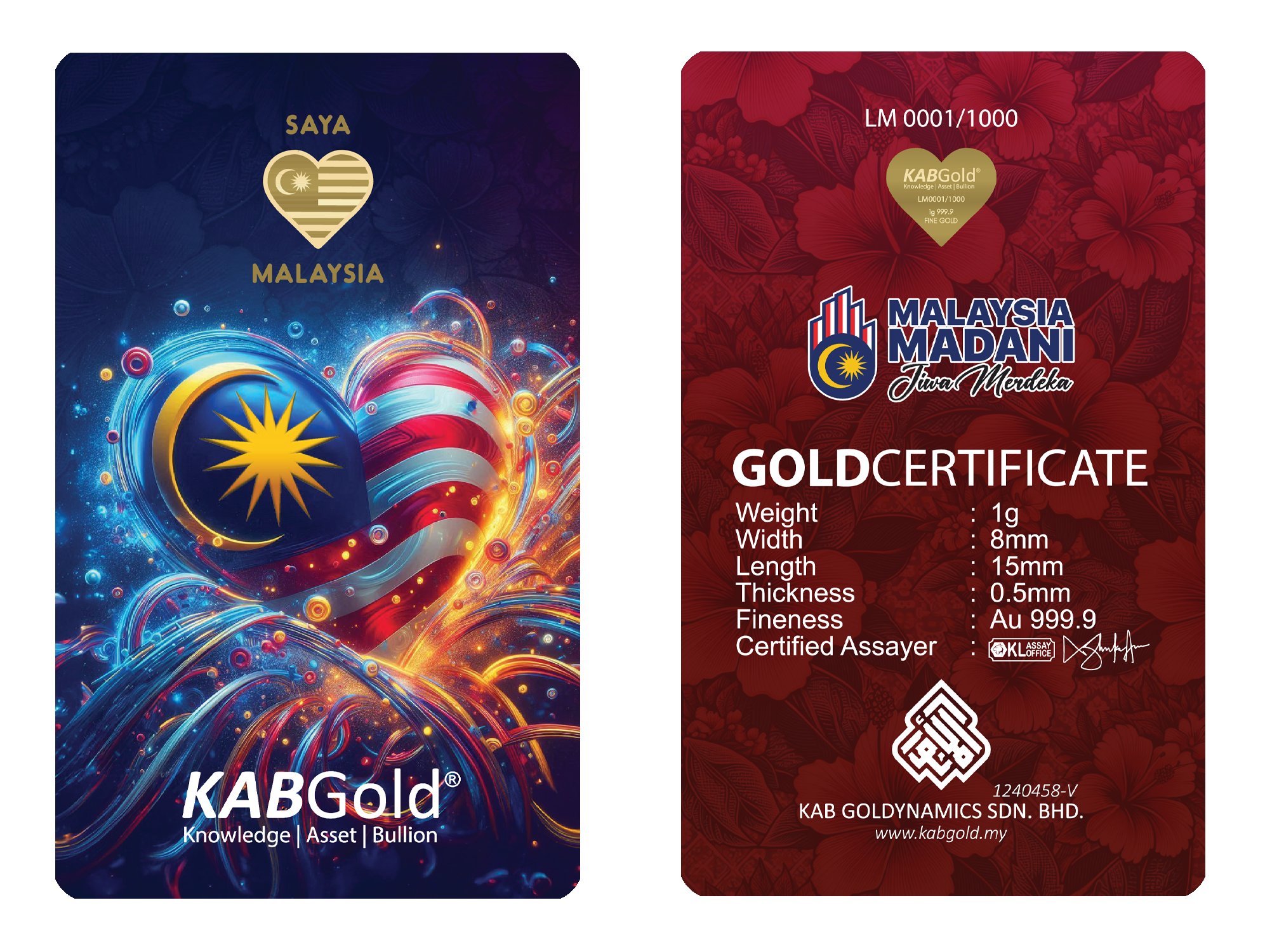 gold bar 1g love malaysia 2024